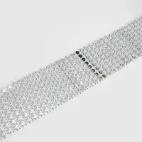 Лента с имитацией страз, 4 см, 9&plusmn;1 м, цвет серебряный