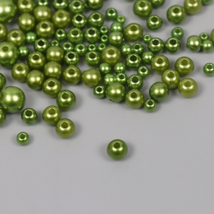 Бусины для творчества пластик Бусины для творчества пластик "Круглые. Хвойный" d=3-8 мм, набор 10 гр