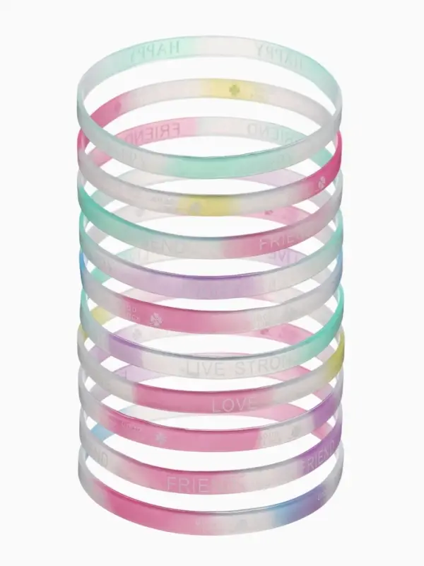 Силиконовый браслет &laquo;Светящийся&raquo;, радость, набор 10 шт. цвет МИКС, 6 см