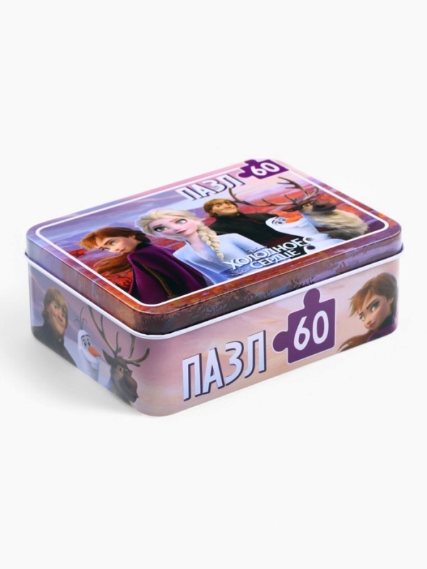 Пазл в металлической коробке Пазл в металлической коробке "Холодное сердце", 60 деталей