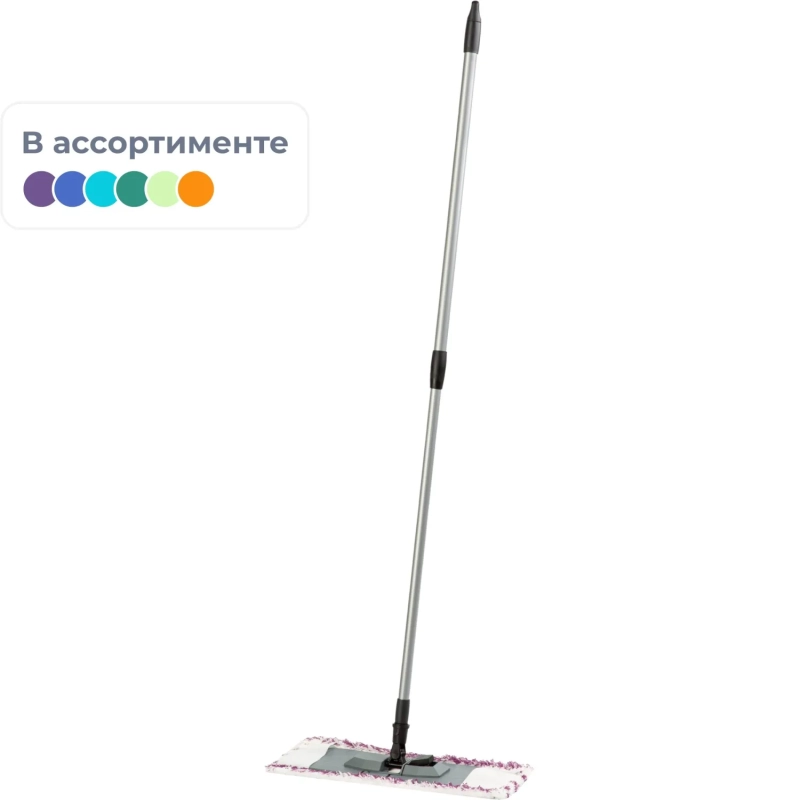 Швабра флаунд пласт 40х11 в сборе с насадк Soft микроф, телескоп.чер SV5102