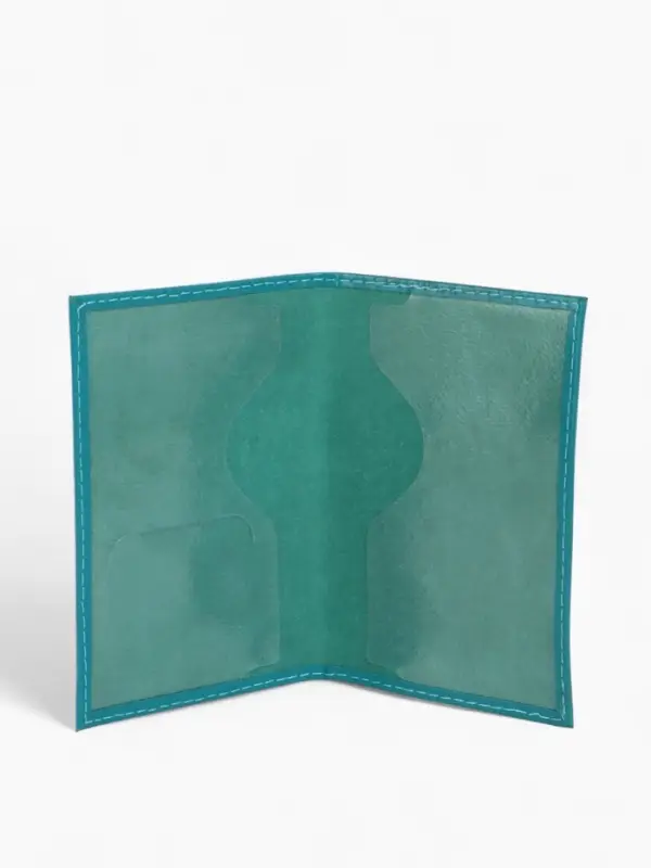 Обложка для паспорта, натуральная кожа, тиснение фольгой, гладкая, бирюзовая