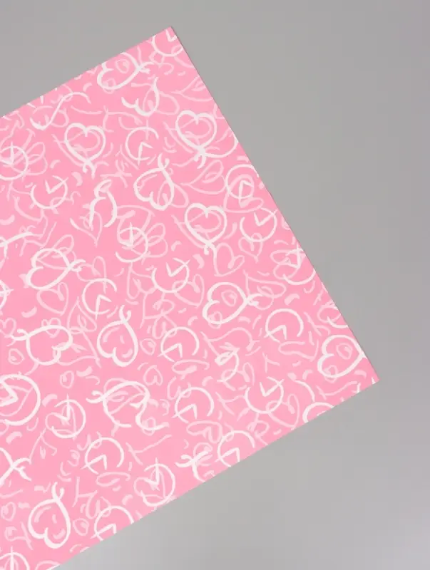 Плёнка флористическая для цветов, &laquo;Сердца&raquo;, розовая, 57&times;57 см