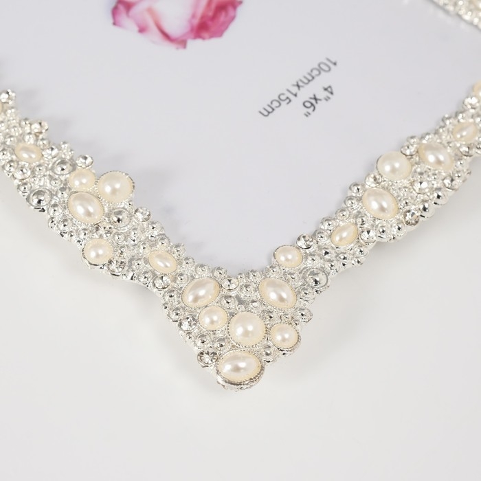 Фоторамка металл, стекло 10х15 см  Фоторамка металл, стекло 10х15 см "Жемчужные волны" стразы 1,5х13х18 см