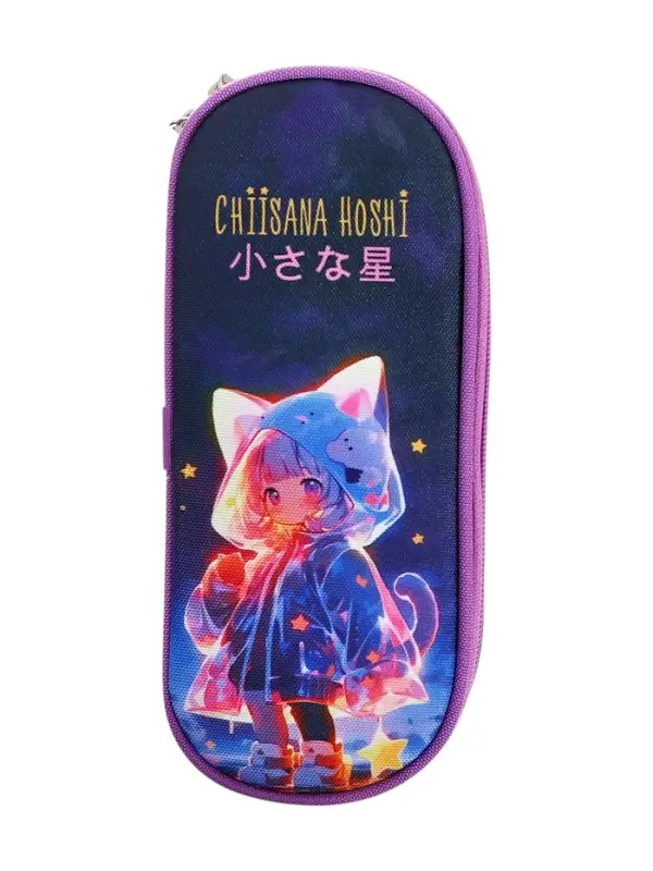 Пенал - футляр deVENTE Chiisana Hoshi, 80&times;210&times;50 мм, мягкий, на молнии, 1 отделение, текстиль, тёмно-синий