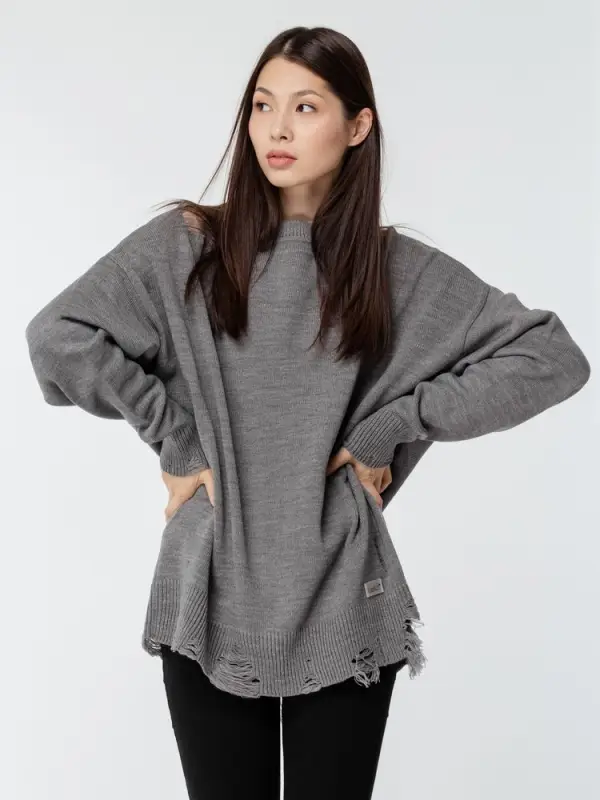 Джемпер оверсайз унисекс Grunge, серый, размер S/M