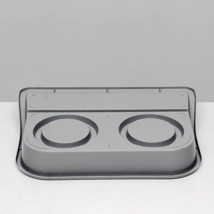 Миски с лотком &laquo;Феликс&raquo;, 300 мл, 41&times;30&times;6 см, пластик, серый лоток, белые миски