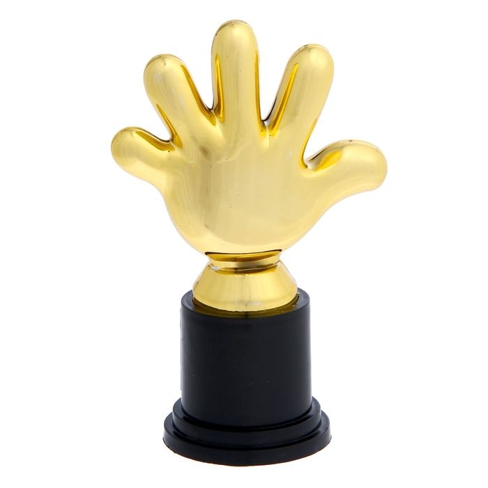 Наградная фигура &laquo;За спортивные успехи&raquo;, пятерня, кубок, пластик, золото, 6,5 х 10,5 х 4 см.