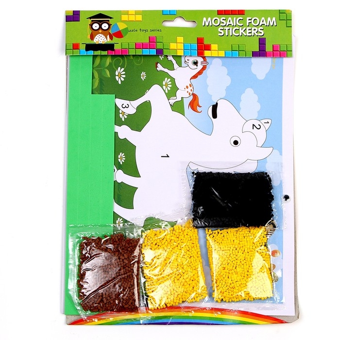 Набор для творчества: аппликация EVA крошкой и раскраска + маска на резинке «Живоные»