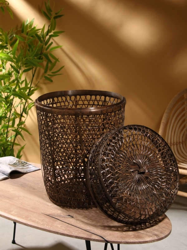 Корзина плетёная  Корзина плетёная "Баскет" бамбук 39х39х50см, тёмная