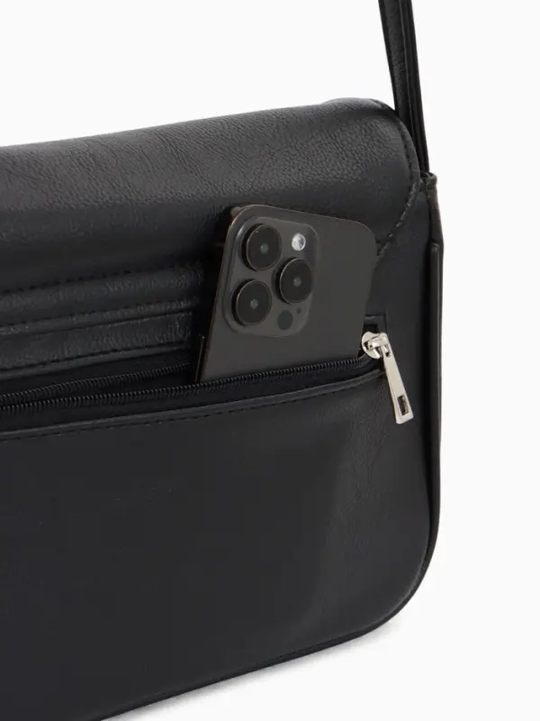 Сумка женская мессенджер TEXTURA на магните, 25&times;7.5&times;19 см, чёрный