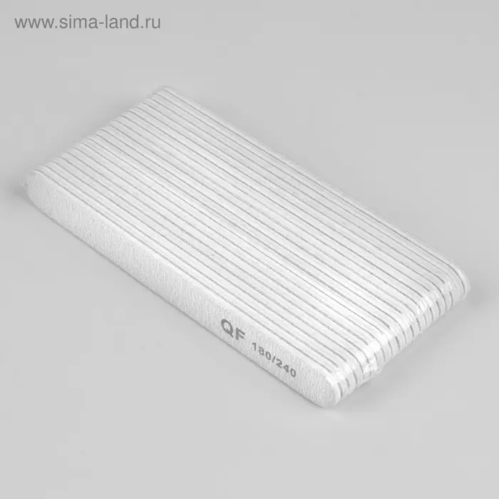 Пилка для ногтей, прямая, 180/240 грит, 18 см, фасовка 20 шт., серая