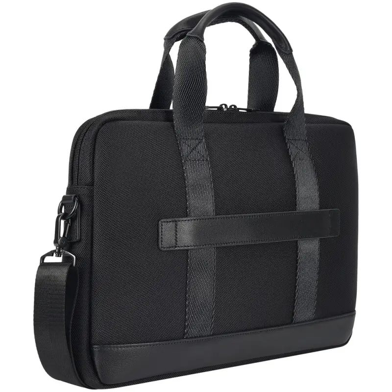 Сумка для ноутбука Santiago с кожаной отделкой, черная Сумка для ноутбука Santiago с кожаной отделкой, черная