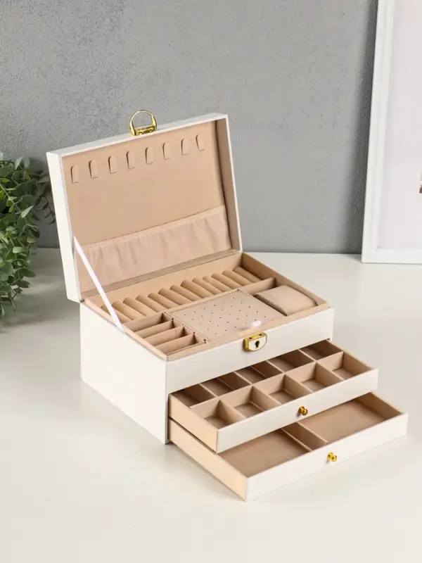 Шкатулка кожзам для украшений 3 яруса, цвет белый 23*17,5*13,5 см Шкатулка кожзам для украшений 3 яруса, цвет белый 23*17,5*13,5 см