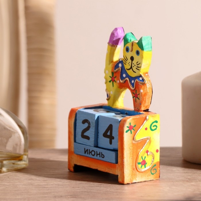 Деревянный календарь Деревянный календарь "Котёнок"7х4х10 см МИКС (2 языка)