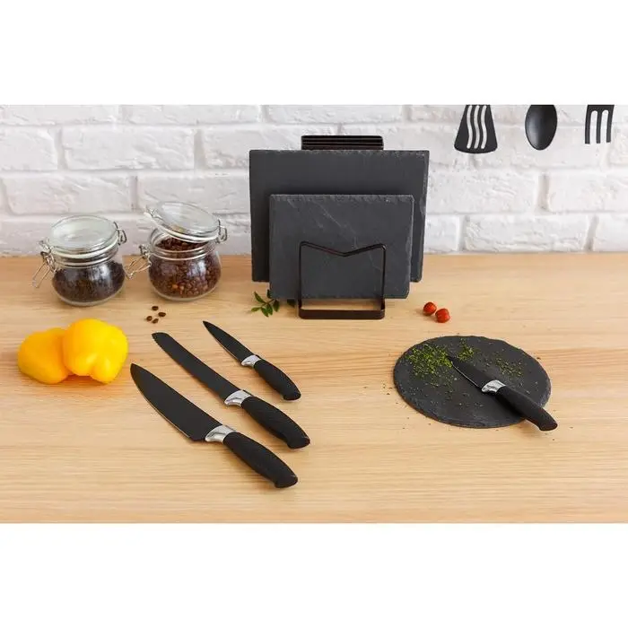 Нож кухонный с антиналипающим покрытием Доляна «Супер-блэк», лезвие 8.5 см, чёрный Нож кухонный с антиналипающим покрытием Доляна «Супер-блэк», лезвие 8.5 см, чёрный