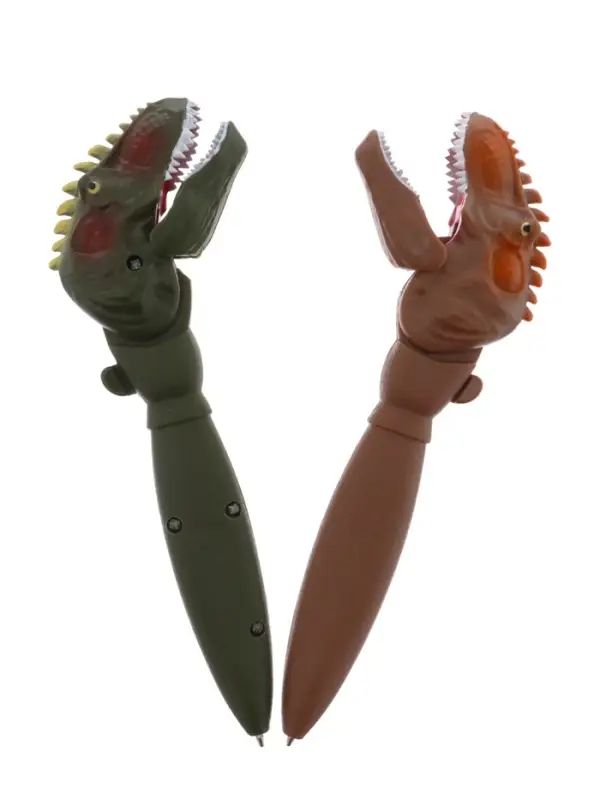 Ручка гелевая-прикол, Динозавр МИКС, с помощью кнопки пасть закрывается