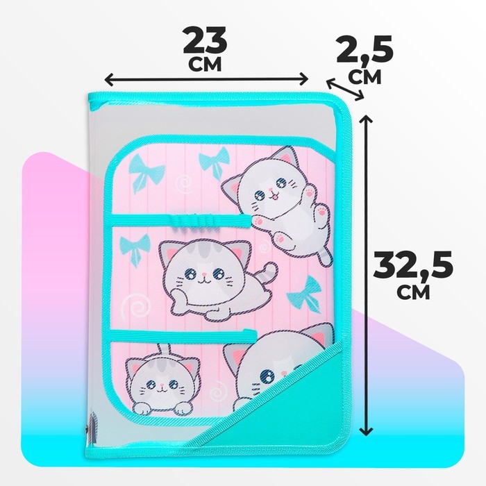 Папка для труда А4, 325 х 230 х 25 мм, молния вокруг, откидная планка, пластиковая, ПТР-1, Calligrata  Папка для труда А4, 325 х 230 х 25 мм, молния вокруг, откидная планка, пластиковая, ПТР-1, Calligrata "Веселые персы"