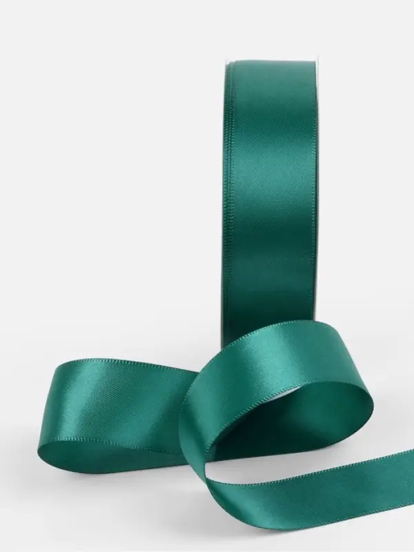 Лента атласная TEIRA, двухсторонняя, 25 мм, 25&plusmn;1 м, зелёная №0589