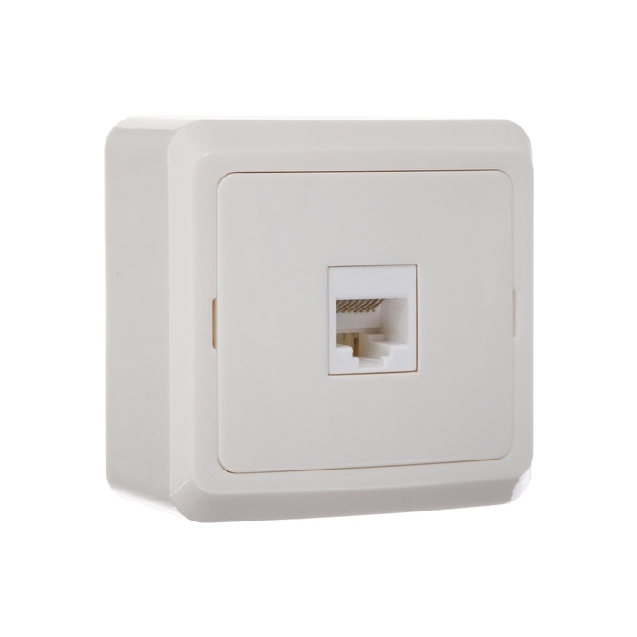 Розетка компьютерная одноместная Luazon Lighting  Розетка компьютерная одноместная Luazon Lighting "Лига", накладная, белая