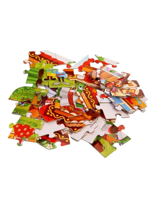 Фигурный пазл в металлической копилке с замочком "Теремок", 40 деталей