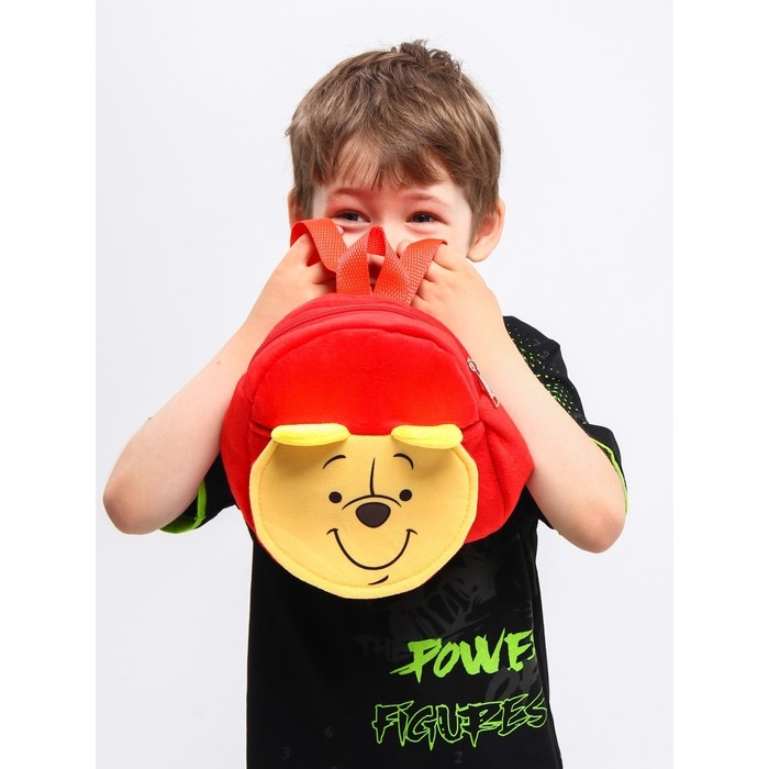 Рюкзак плюшевый «Мишка», на молнии, с карманом, 19×22 см, Медвежонок Винни и его друзья