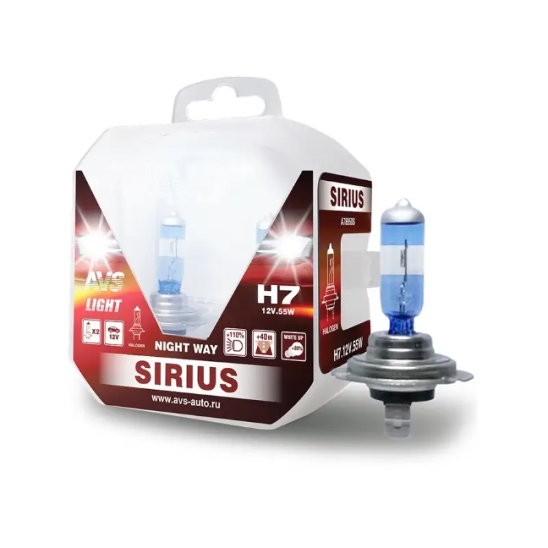 Галогенная лампа AVS SIRIUS/NIGHT WAY/ PB H7.12V.55W. 2шт.