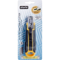 Нож промышленный&nbsp;18 мм Attache Selection с возвр.пружиной, с резин.руч.