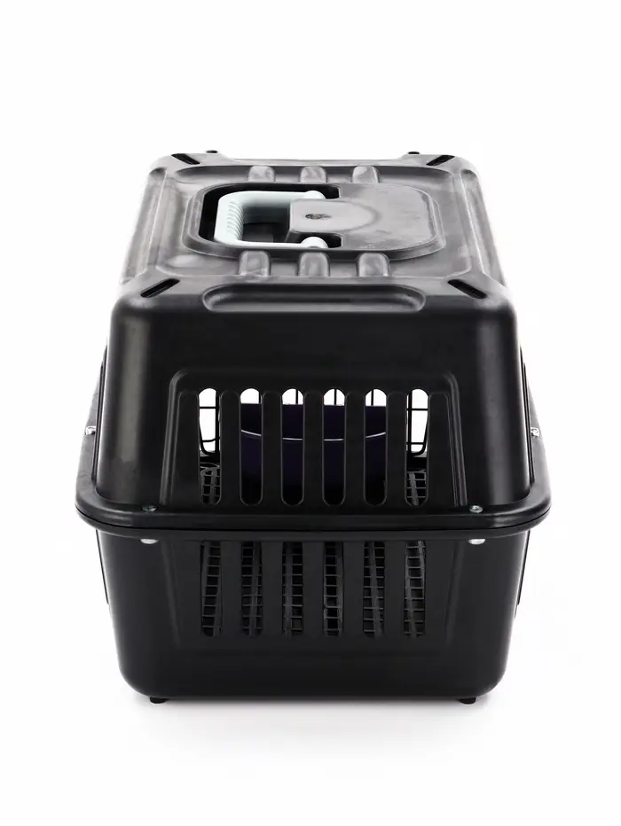 Переноска для животных с сеткой и миской пластиковая 44 х 31 х 27 см, чёрная Переноска для животных с сеткой и миской пластиковая 44 х 31 х 27 см, чёрная