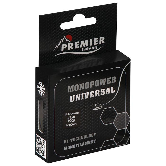 Леска Preмier fishing MONOPOWER Universal, диаметр 0.2 мм, тест 4.4 кг, 100 м, прозрачная Леска Preмier fishing MONOPOWER Universal, диаметр 0.2 мм, тест 4.4 кг, 100 м, прозрачная