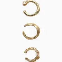 Серьги &laquo;Каффы&raquo;, набор 3 шт. мятый, цвет золото