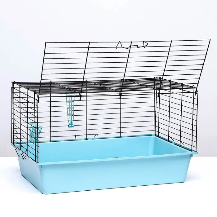 Клетка для кроликов, морских свинок &laquo;Пижон&raquo; №4 складная, 80&times;50&times;47 см, бирюзовая