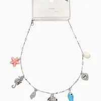 Колье "Летний вайб" море, цветное в серебре