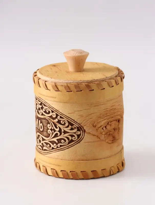 Туес &laquo;Соль&raquo;, узор, 9&times;9&times;9.5 см, банка для хранения, береста