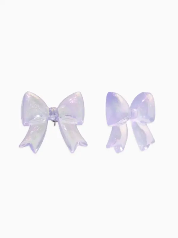 Серьги пластик "Бантик" перламутровый, цвет фиолетовый