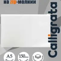 Папка-конверт на ZIP-молнии A5, 150 мкм, Calligrata, прозрачная, белая молния