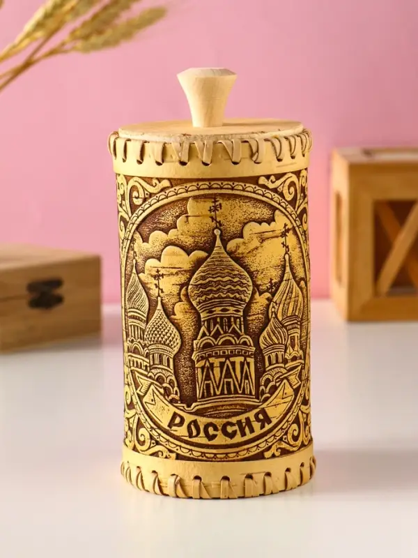 Туес Туес "Россия", D8,5смхH(с хватком)17см, береста