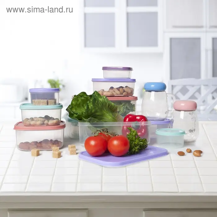 Набор контейнеров пищевых прямоугольных Доляна, 3 шт: 150 мл, 500 мл, 1,2 л, цвет сиреневый Набор контейнеров пищевых прямоугольных Доляна, 3 шт: 150 мл, 500 мл, 1,2 л, цвет сиреневый
