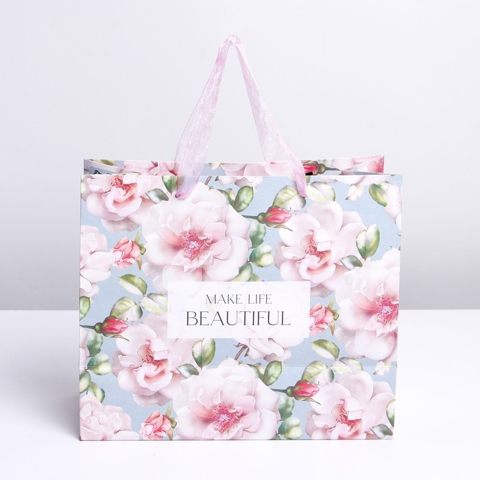 Пакет подарочный крафтовый с пластиковым окном, упаковка, «Beautiful», 24 х 20 х 11 см Пакет подарочный крафтовый с пластиковым окном, упаковка, «Beautiful», 24 х 20 х 11 см