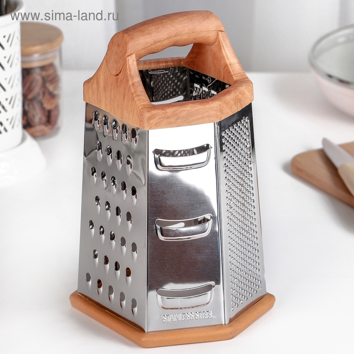 Тёрка шестигранная Доляна «Деревушка», 14,5×11×23 см, цвет коричневый Тёрка шестигранная Доляна «Деревушка», 14,5×11×23 см, цвет коричневый