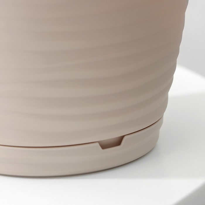 Горшок для цветов с поддоном Saffron, 1,5 л, d=14,6 см, h=13,5 см, цвет бежевый Горшок для цветов с поддоном Saffron, 1,5 л, d=14,6 см, h=13,5 см, цвет бежевый