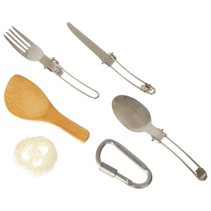 Набор туристической посуды Maclay: 2 кастрюли, приборы, печка-щепочница, карабин, 3 миски