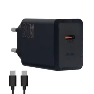 Сетевое зарядное устройство с кабелем Type-C на Type-C PD30W N70 HOCO черное