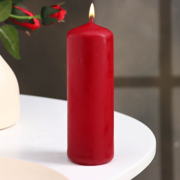 Свеча - цилиндр, 4×12 см, 15 ч, бордо Свеча - цилиндр, 4×12 см, 15 ч, бордо