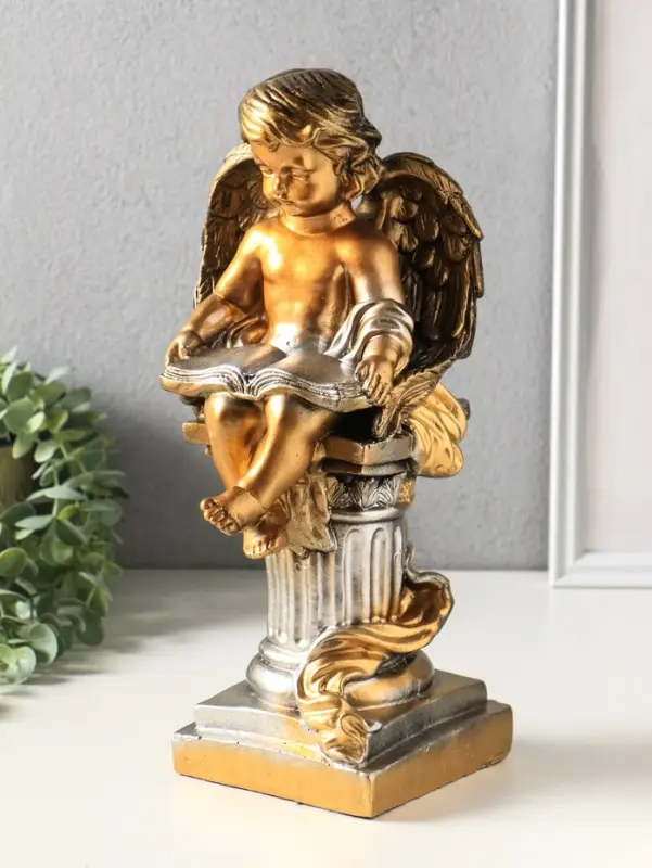 Фигура гипс &laquo;Ангел с книгой сидя&raquo;, под бронзу, 34&times;18&times;17 см