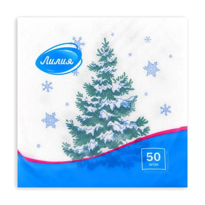 Салфетки новогодние бумажные «Лесная красавица», 1 слой, 24×24 см, 50 шт.