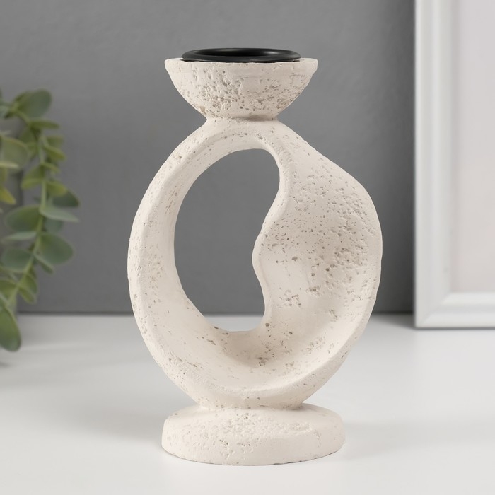 Подсвечник гипс, металл на 1 свечу Подсвечник гипс, металл на 1 свечу "Абстракция. Лента" d=3,8 см 7,5х10х16,5 см