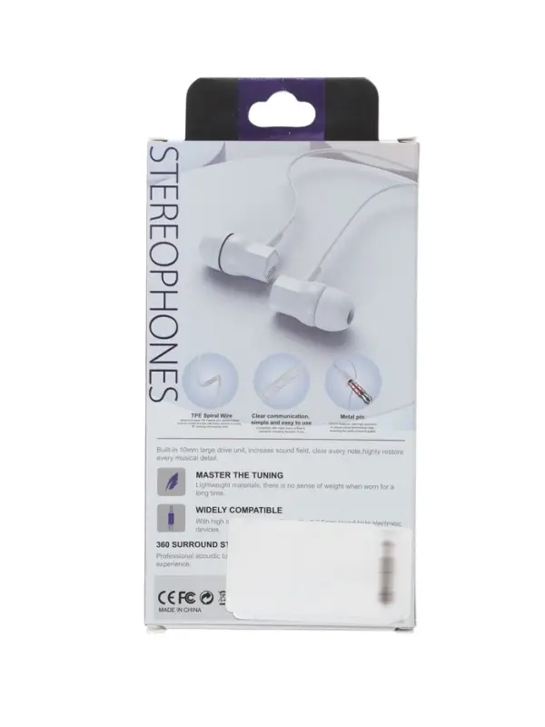 Наушники проводные SY-007, вакуумные, микрофон, Jack 3.5 мм, белые