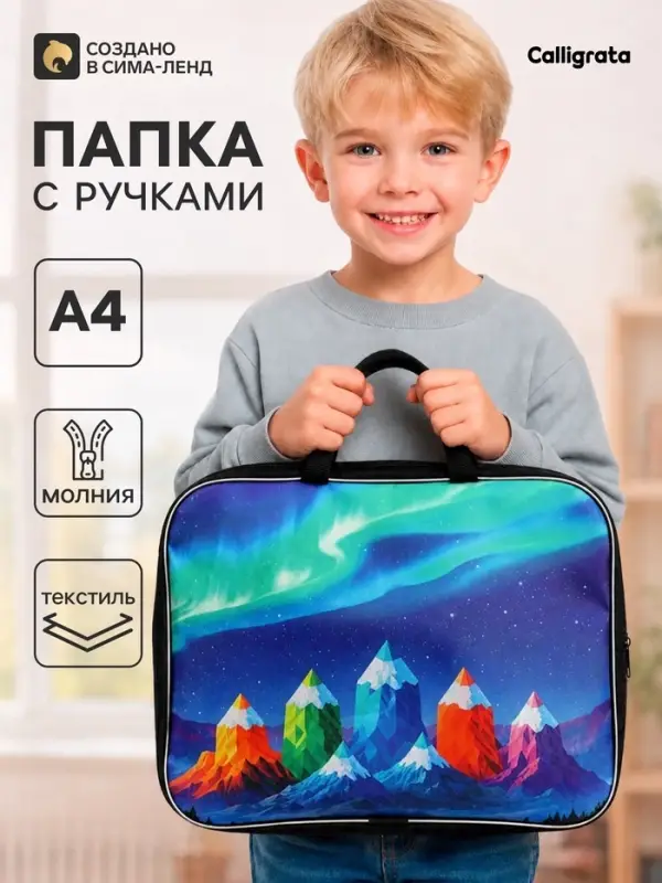 Папка с ручками Calligrata &laquo;Сияние&raquo;, А4, 70 мм, 350&times;270, текстиль