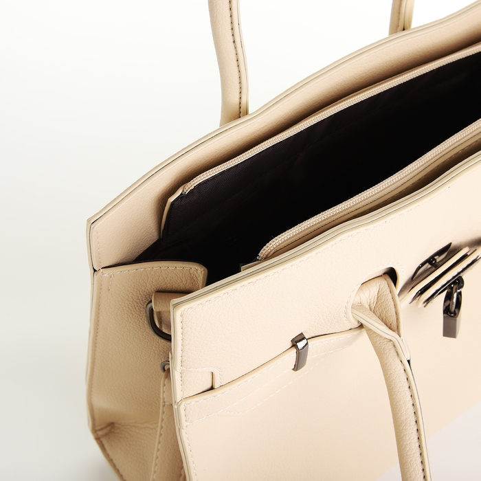 Сумка женская тоут, на молнии, цвет светло-бежевый